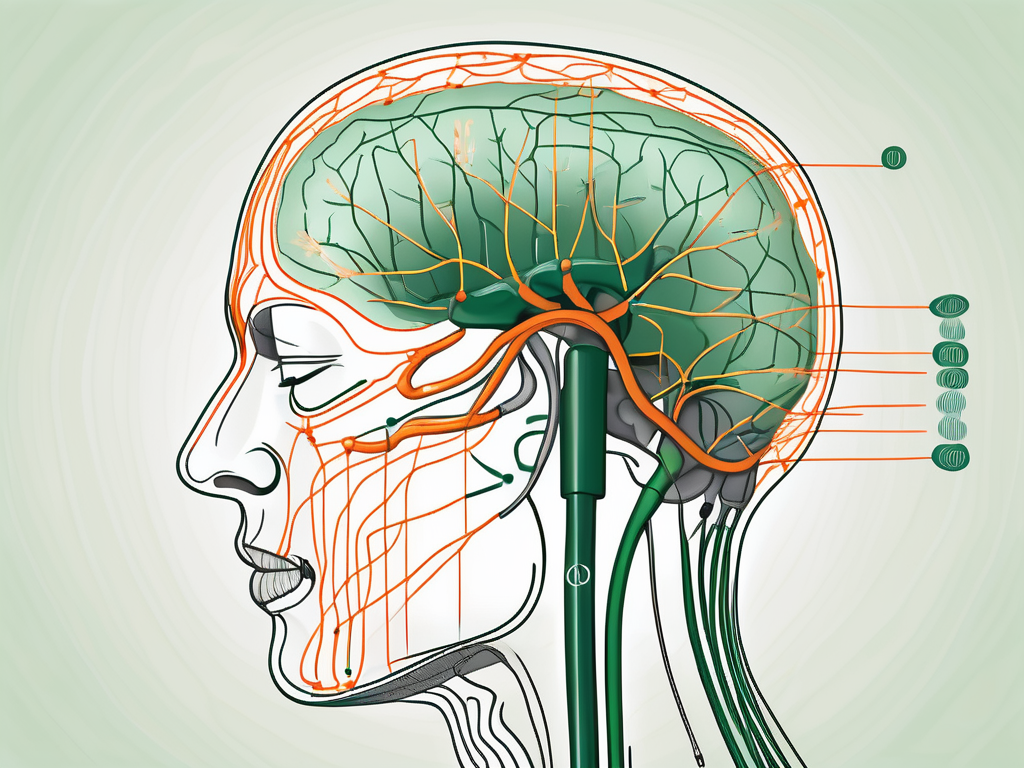 An acupuncture needle gently placed on a stylized diagram of the human body