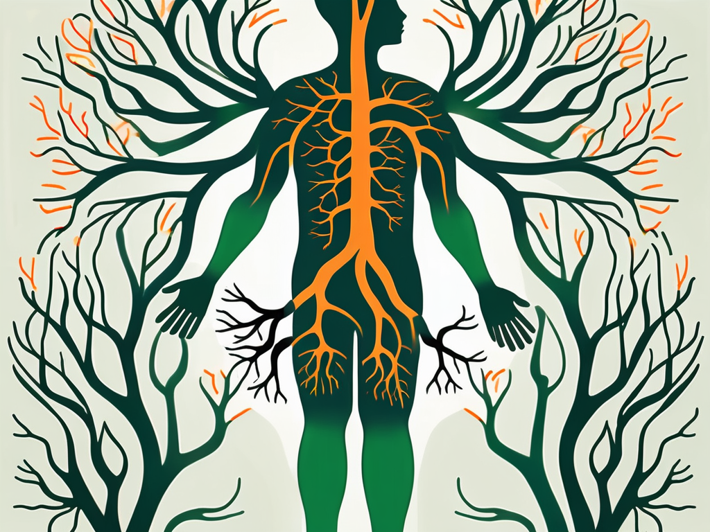 The vagus nerve as a tree with branches extending to different organs in the human body