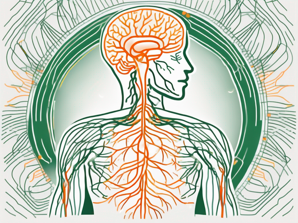 The vagus nerve emanating from the brain