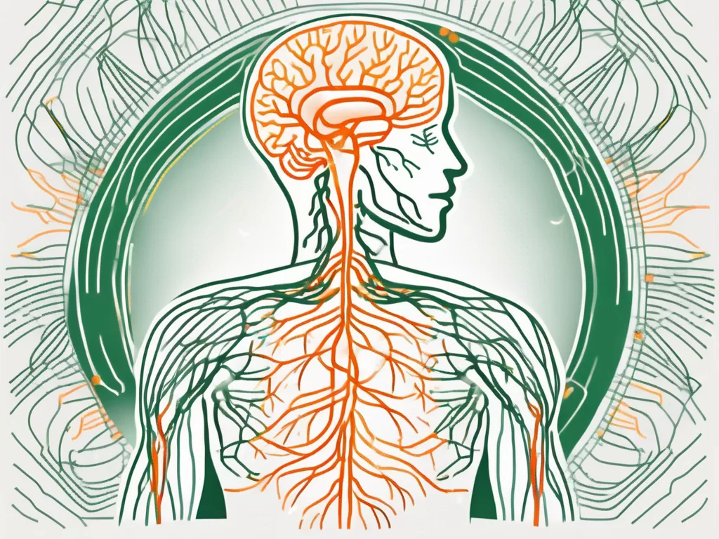 The vagus nerve emanating from the brain