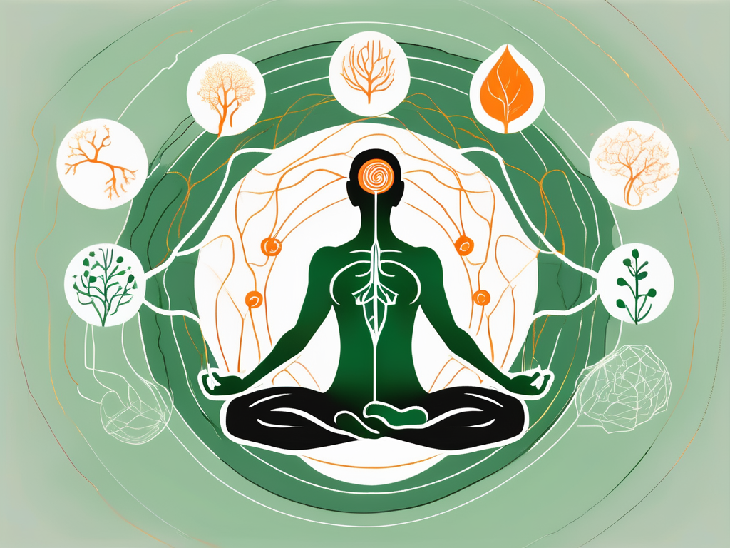 The vagus nerve highlighted in a human body silhouette