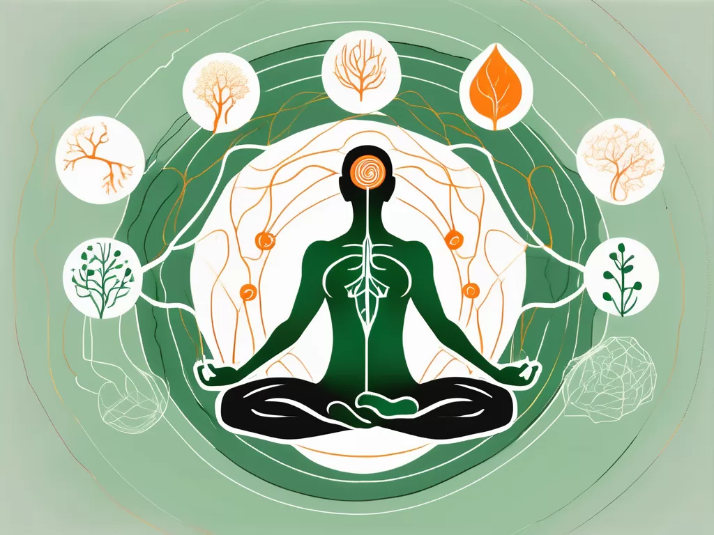 The vagus nerve highlighted in a human body silhouette