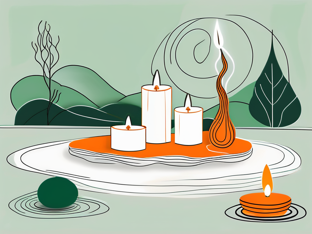 A serene landscape with a yoga mat