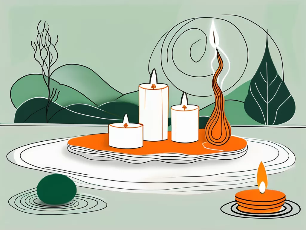 A serene landscape with a yoga mat