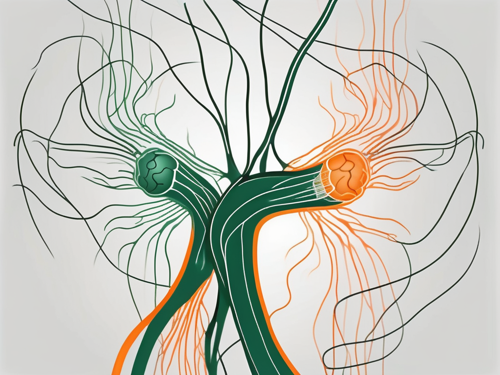 The vagus nerve in the human body with visual cues indicating stimulation