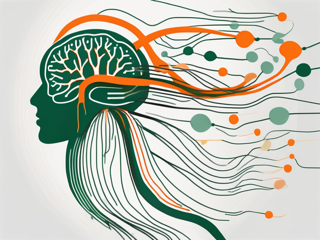 The nervus vagus running from the brain to various organs in the body
