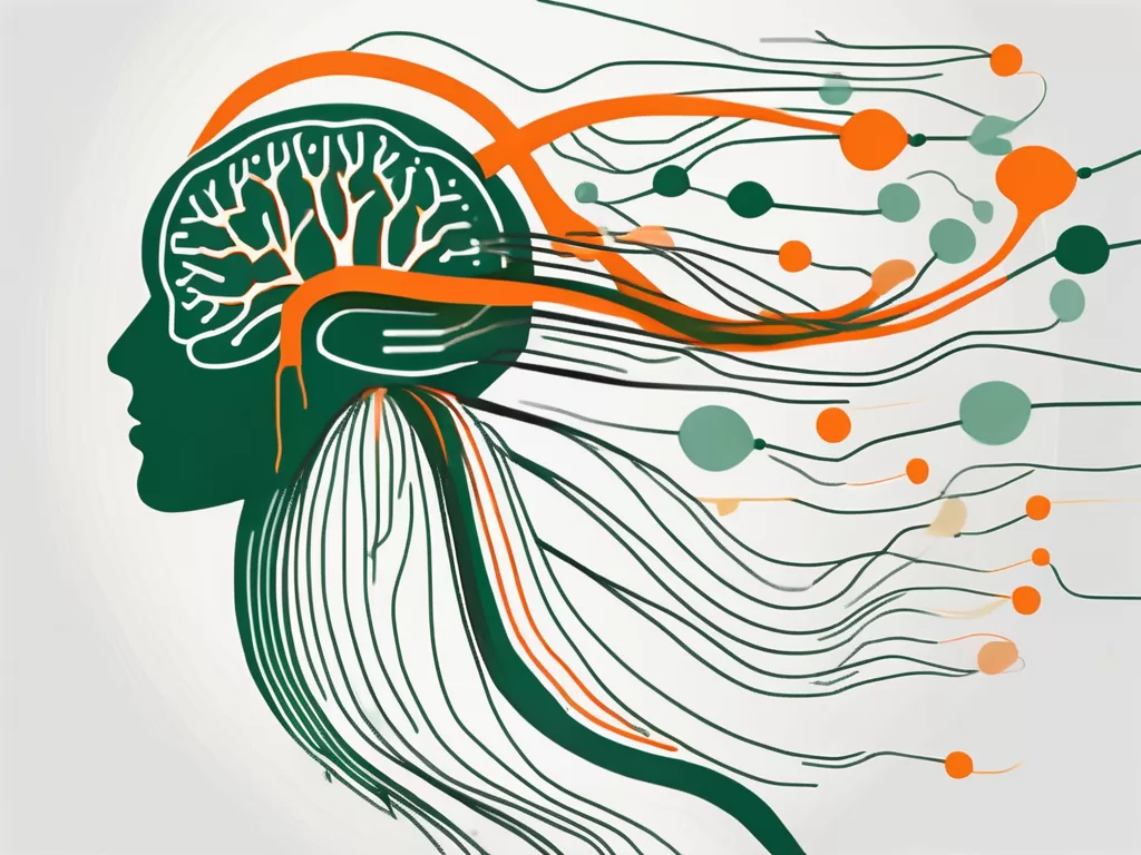 The nervus vagus running from the brain to various organs in the body