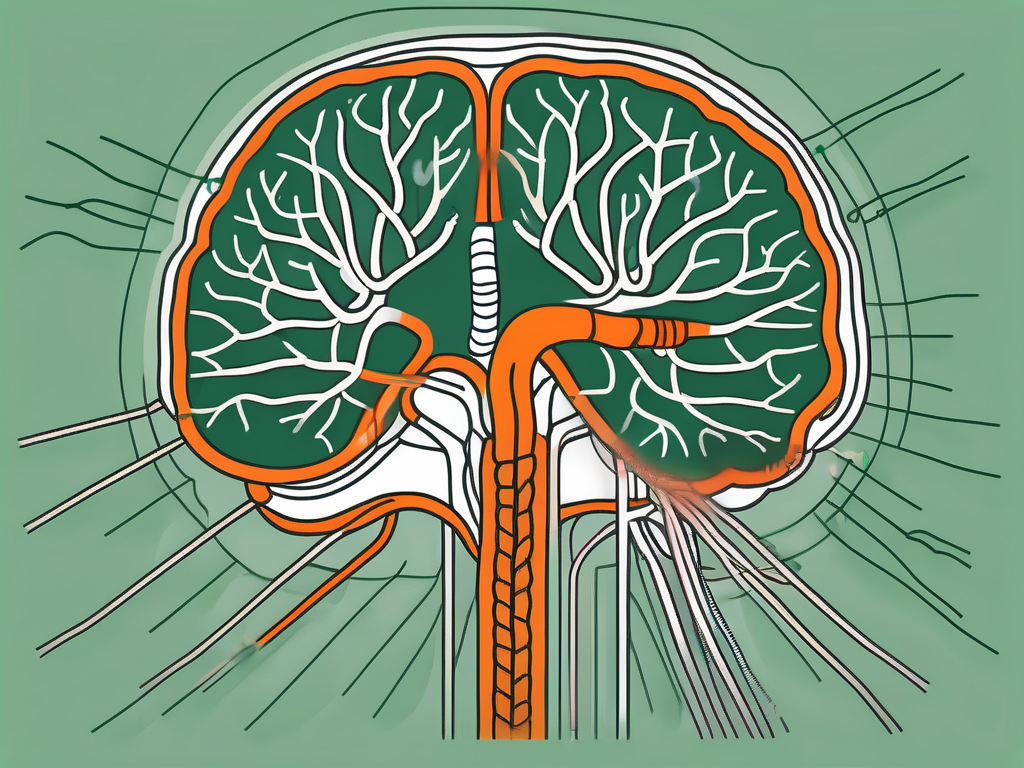 The brain with the vagus nerve prominently highlighted