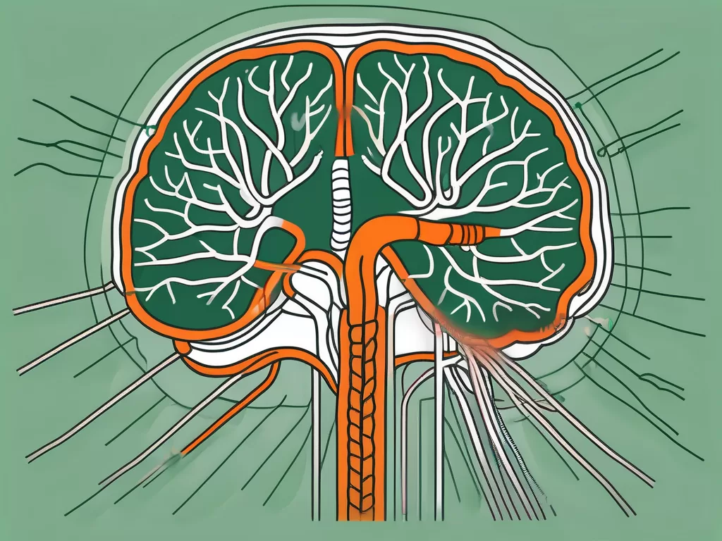 The brain with the vagus nerve prominently highlighted