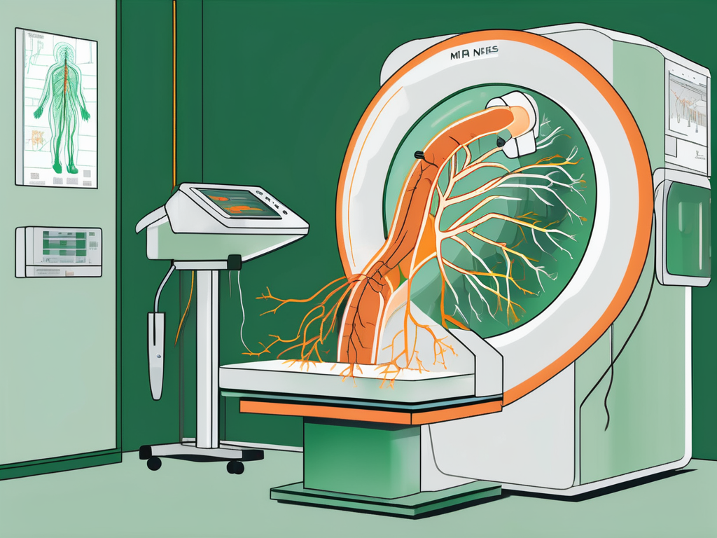 An mri machine with a highlighted image of the vagus nerve