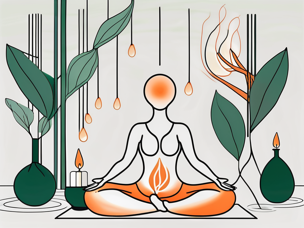 A calming yoga setting with a yoga mat