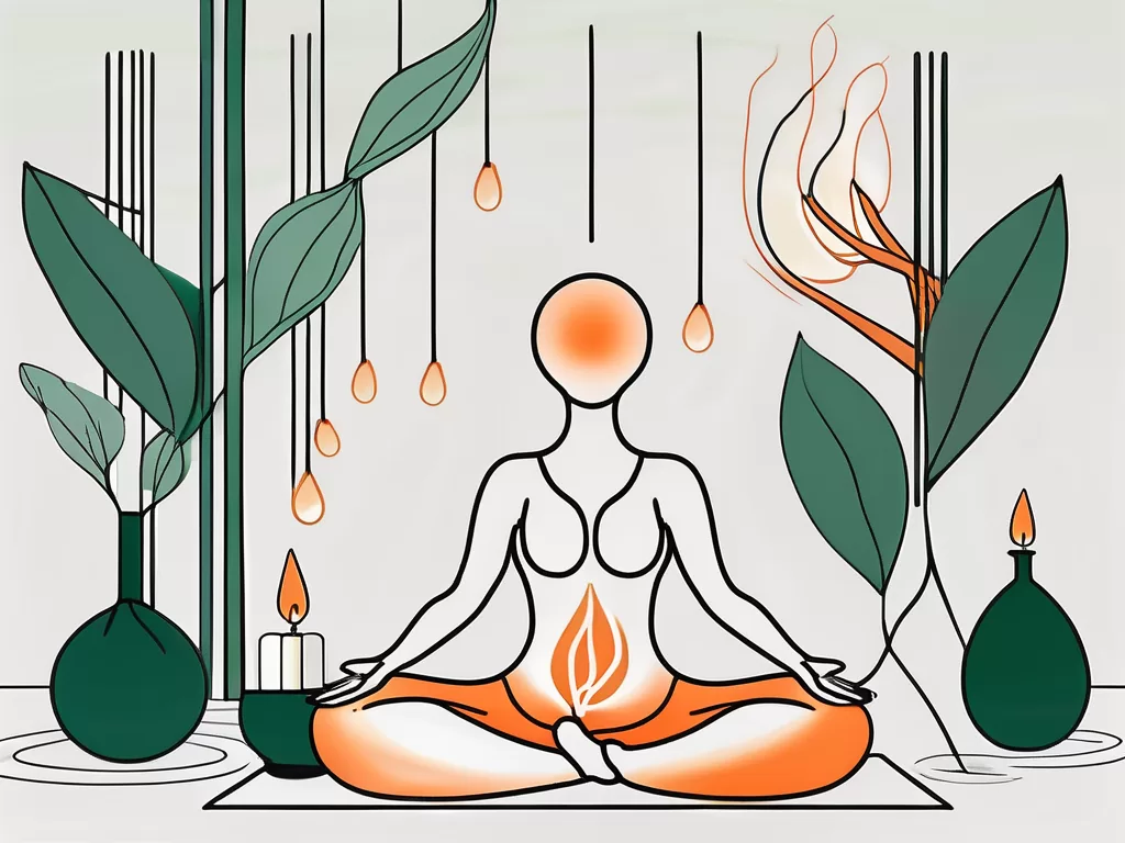 A calming yoga setting with a yoga mat
