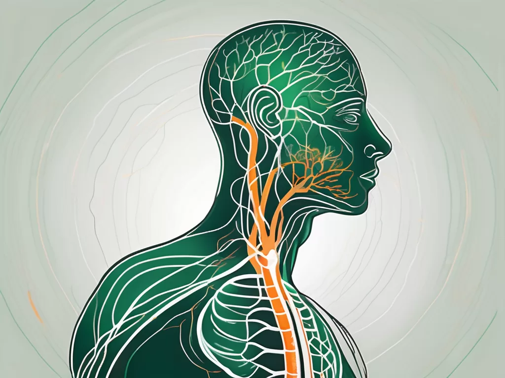 A human body with the vagus nerve highlighted