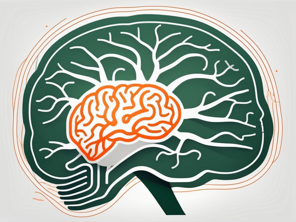 A brain with highlighted areas related to depression