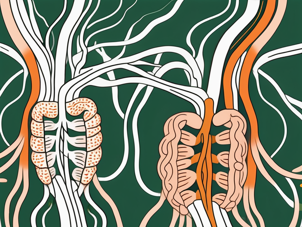 The small intestine intertwined with the vagus nerve