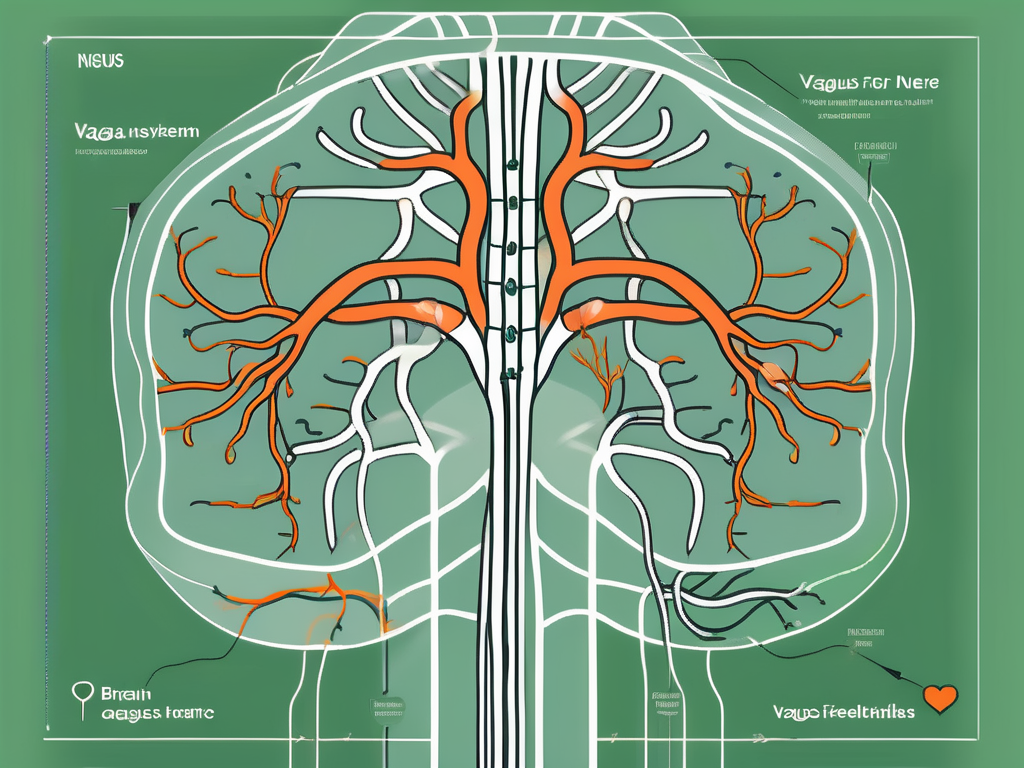 The human nervous system highlighting the vagus nerve