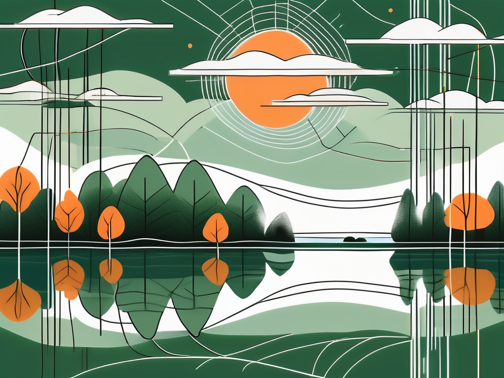 A serene landscape with elements symbolizing relaxation and tranquility