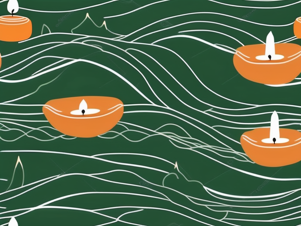 A serene yoga mat surrounded by calming elements like candles and incense