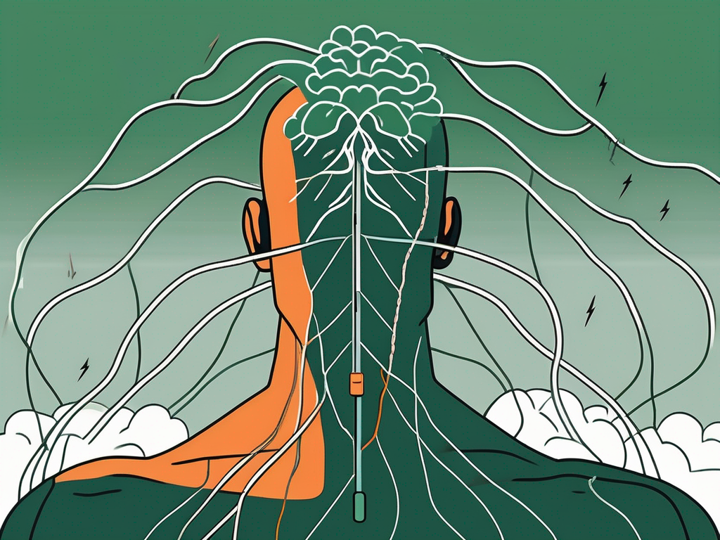 A human silhouette with the vagus nerve highlighted