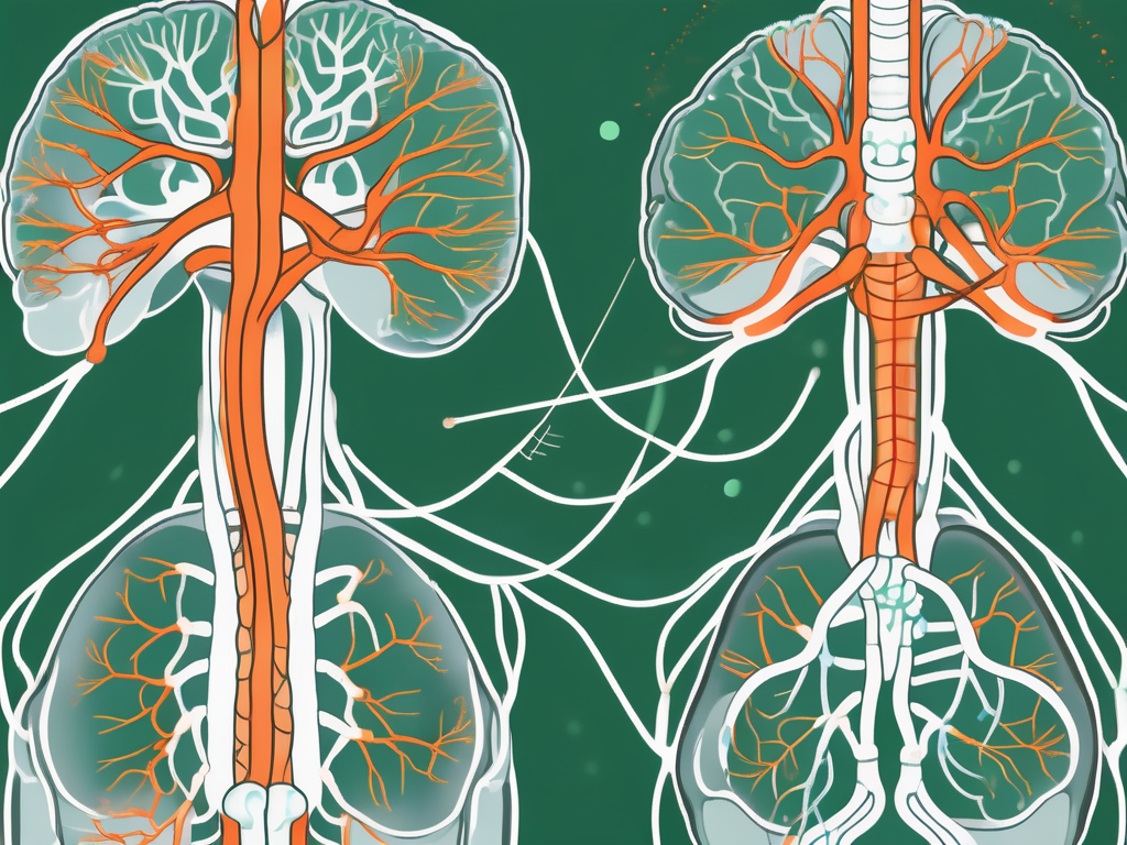 The vagus nerve in the human body with zink molecules interacting with it