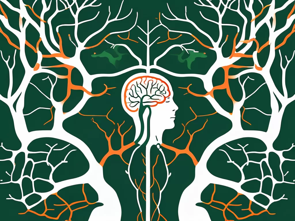 The vagus nerve originating from the brain