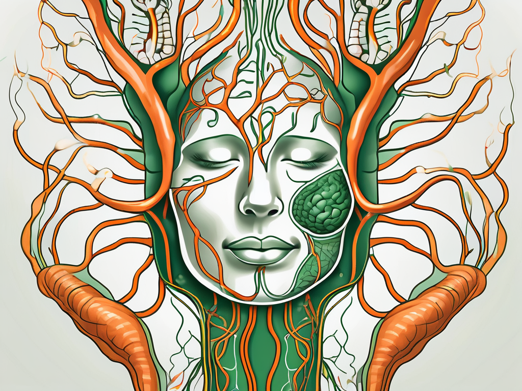 The human nervous system highlighting the vagus nerve