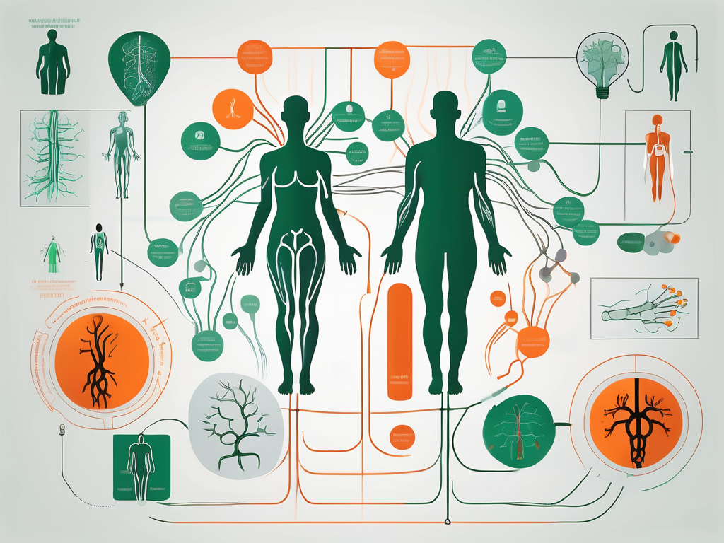 A human body silhouette highlighting the path of the vagus nerve