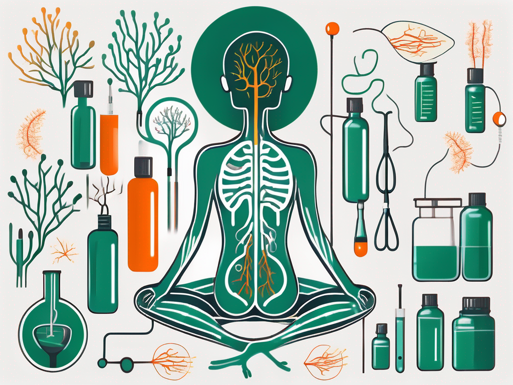 The human body with a focus on the vagus nerve highlighted