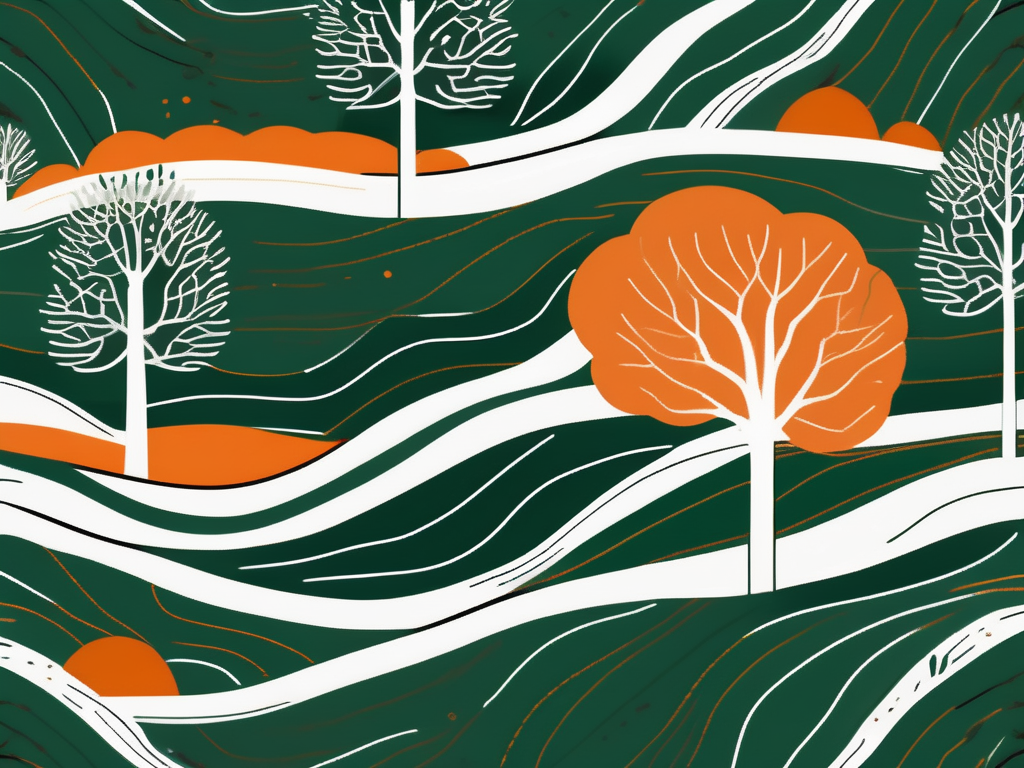 A serene landscape with a highlighted path