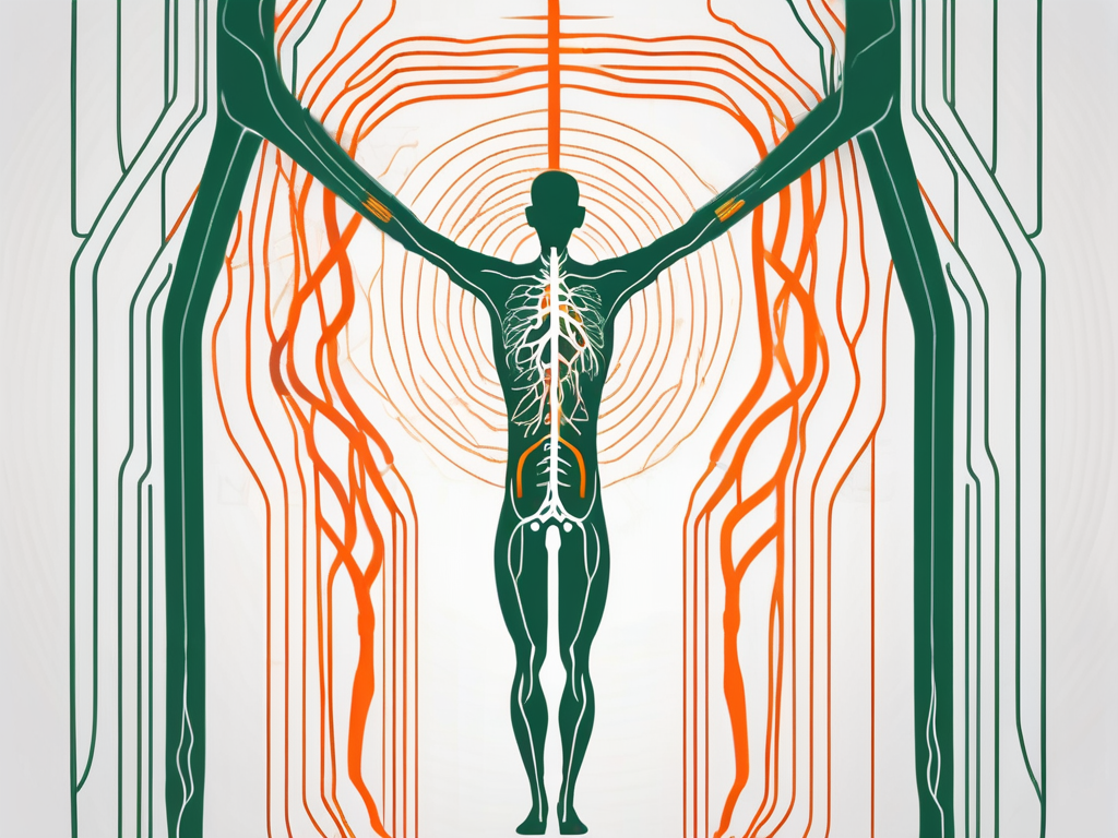 A human silhouette with the vagus nerve highlighted