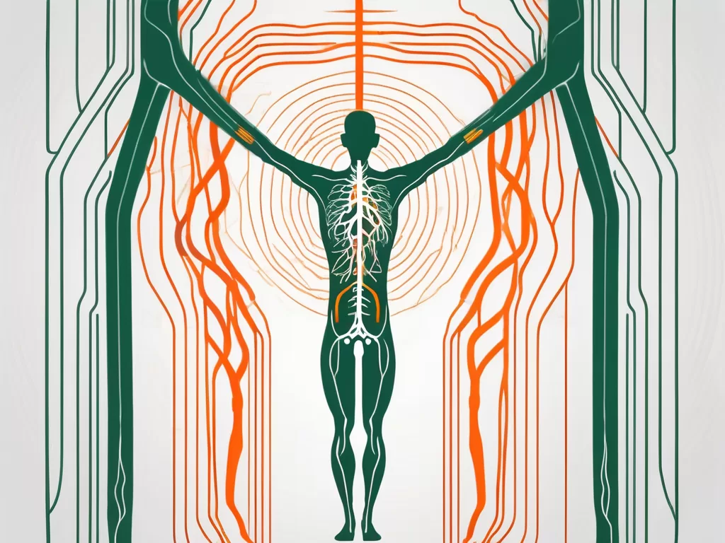 A human silhouette with the vagus nerve highlighted
