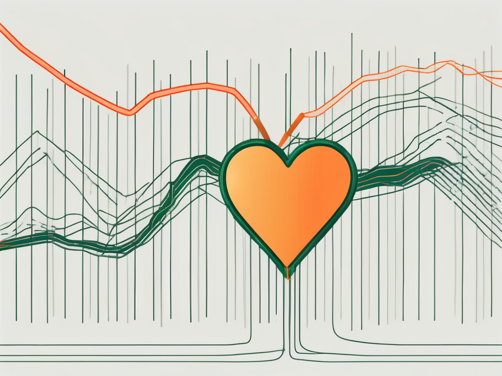 The vagus nerve connected to a heart with a slowing heartbeat