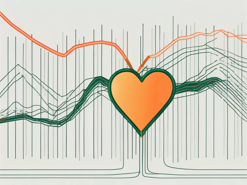 The vagus nerve connected to a heart with a slowing heartbeat