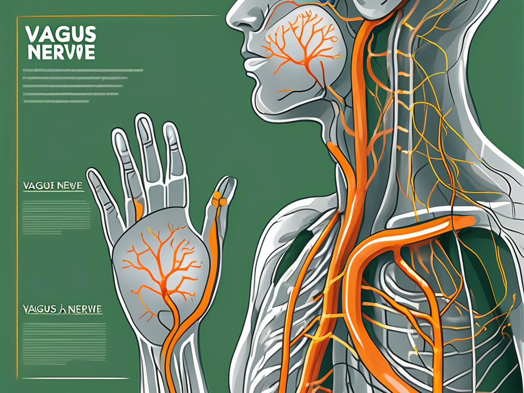 The vagus nerve with highlighted connection points in the human body