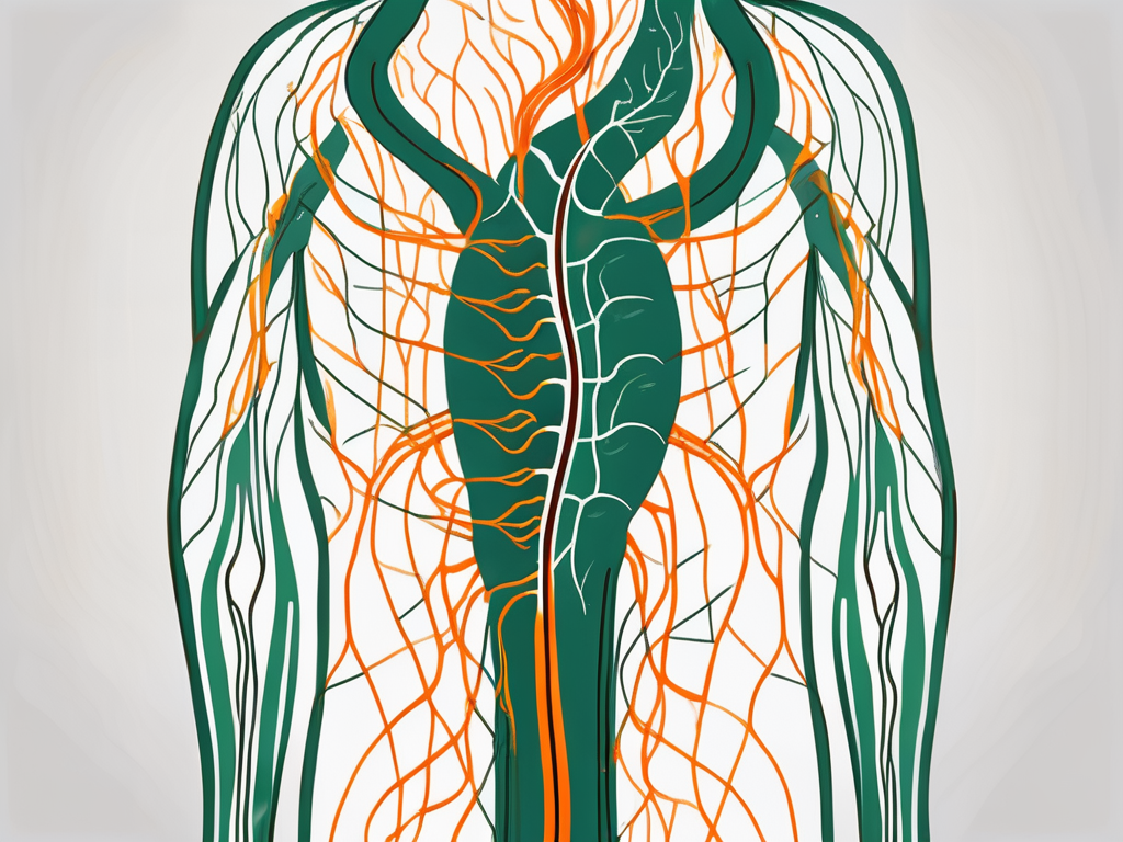 The human nervous system highlighting the vagus nerve