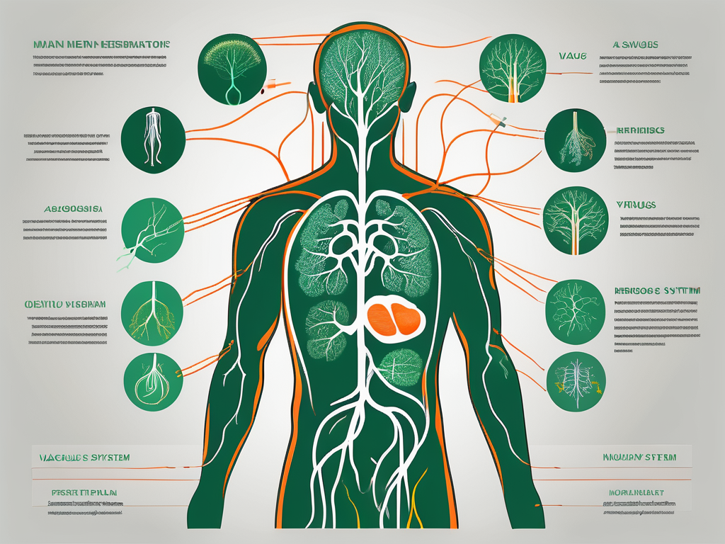 The human nervous system highlighting the vagus nerve