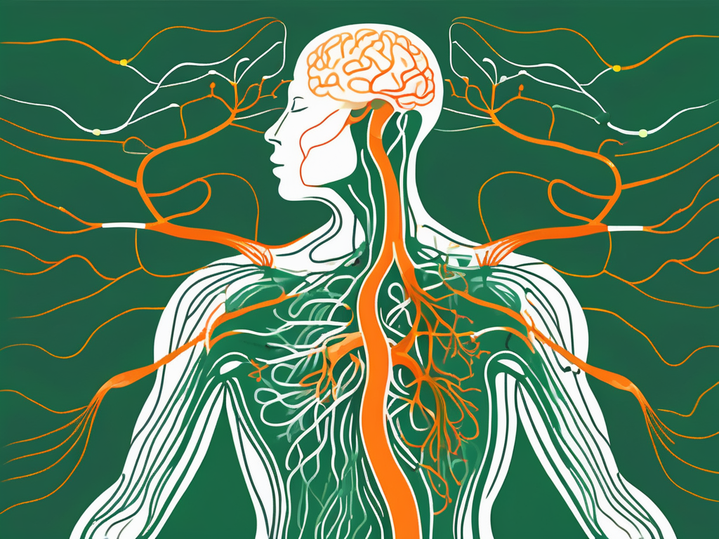 The vagus nerve in the human body interacting with dopamine molecules