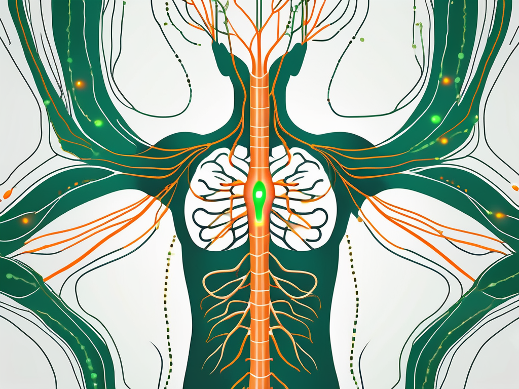 The human body highlighting the pathway of the vagus nerve