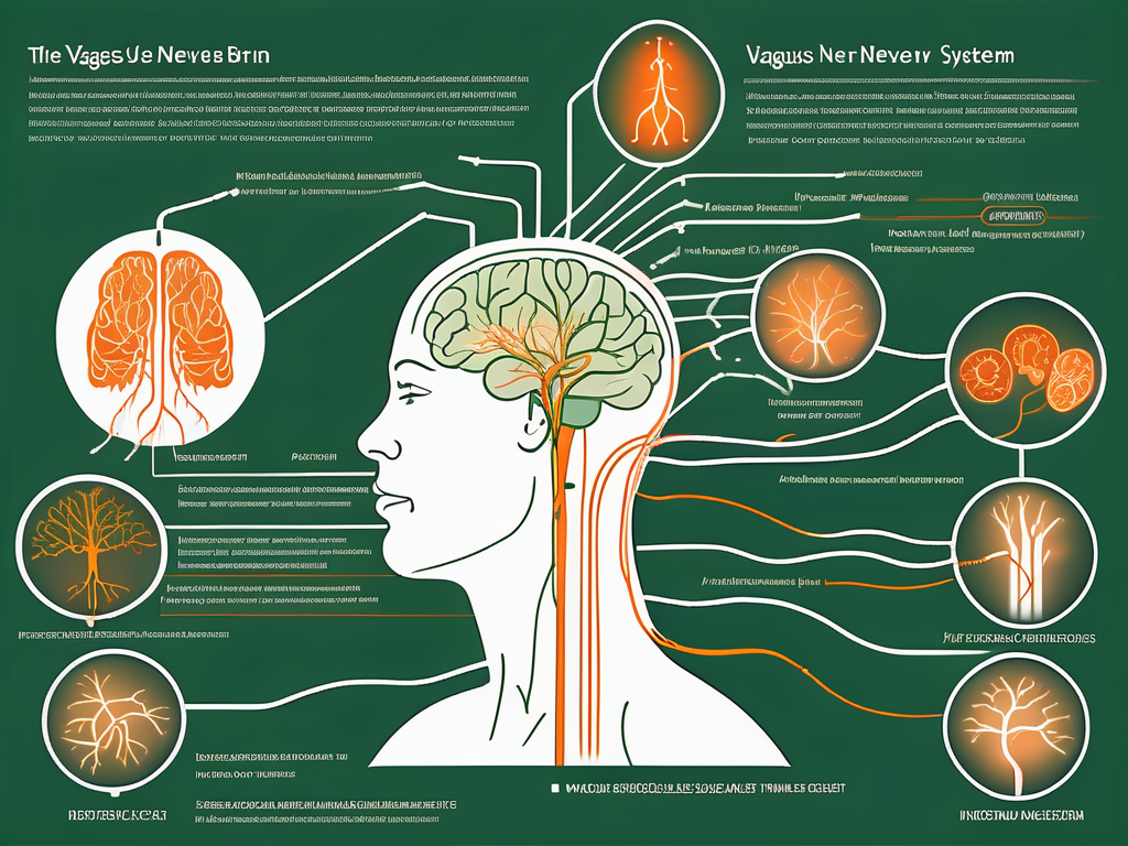 The vagus nerve system highlighting its path from the brain through various organs