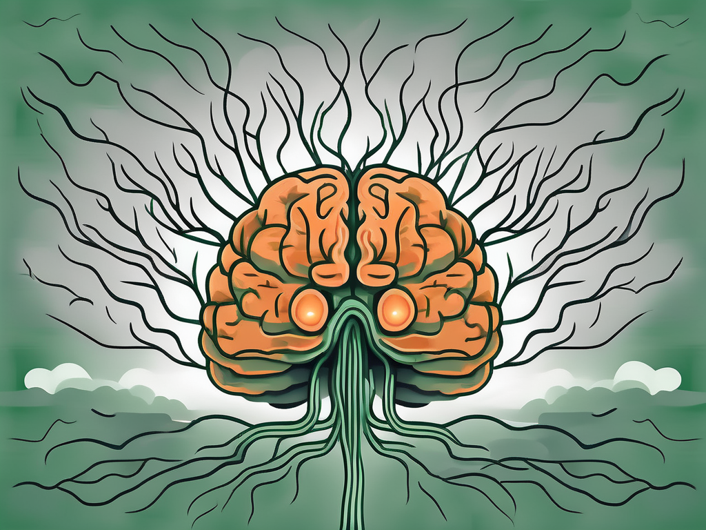 A stressed brain with visible nerves
