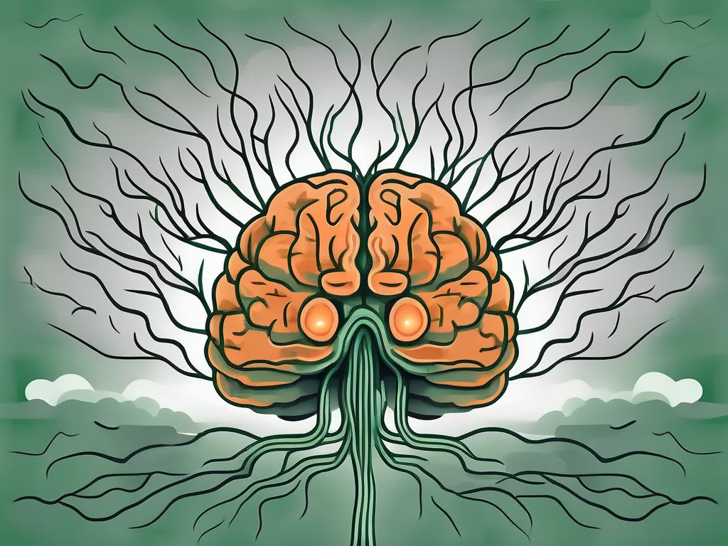 A stressed brain with visible nerves