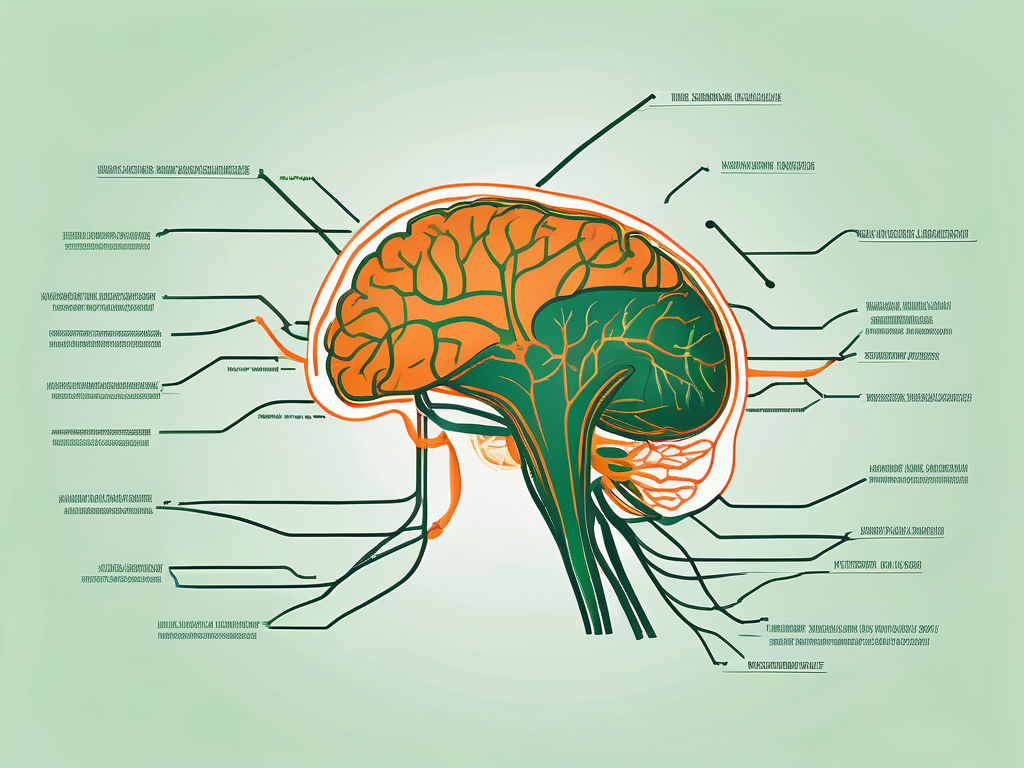 The vagus nerve connecting the brain to the abdomen