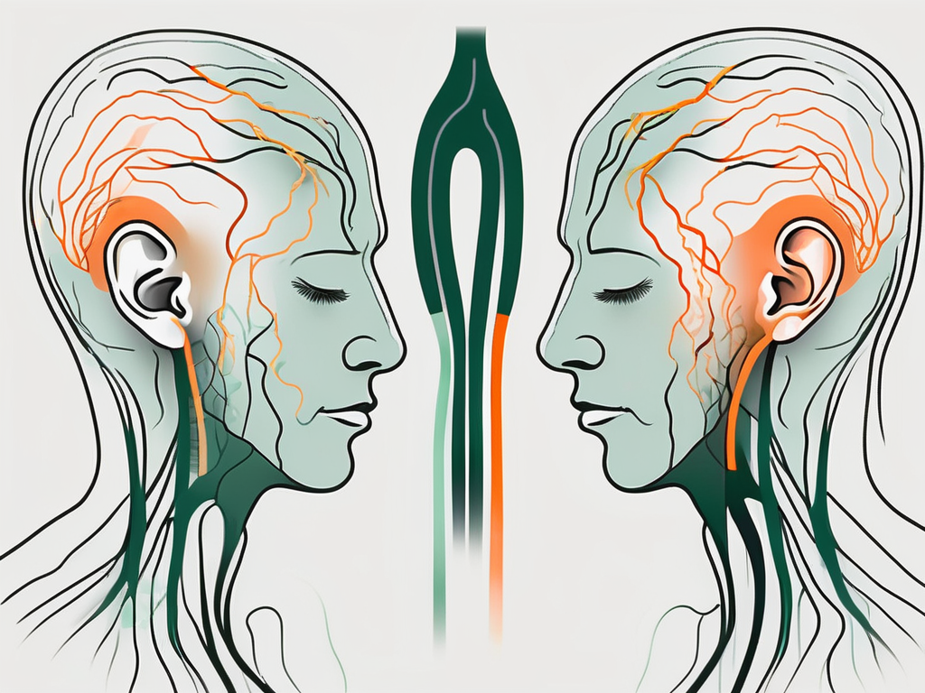 An ear with a highlighted path leading to the vagus nerve