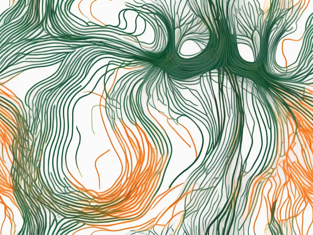 The human body highlighting the vagus nerve extending from the brain to the abdomen