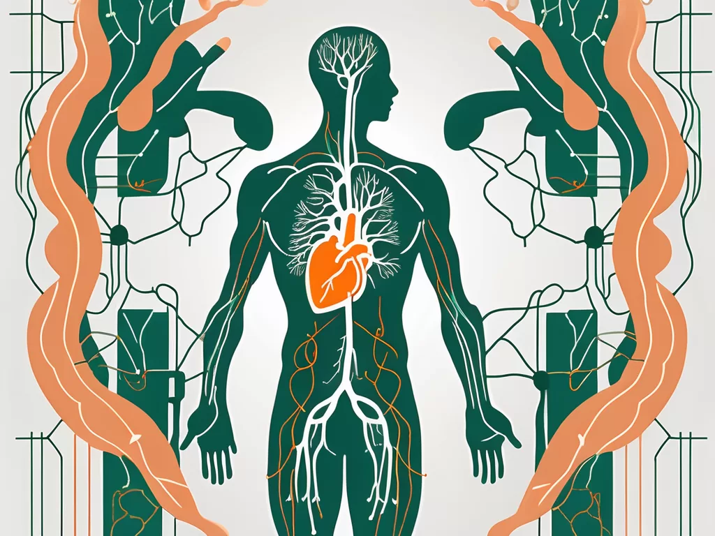 The nervus vagus (vagus nerve) highlighted in the human body
