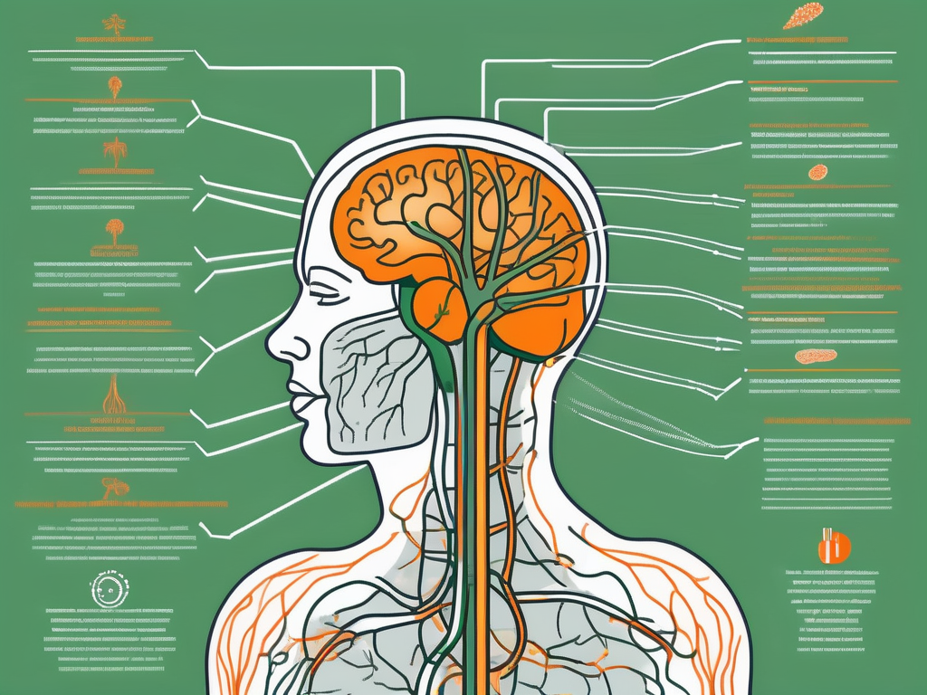 The human nervous system highlighting the vagus nerve