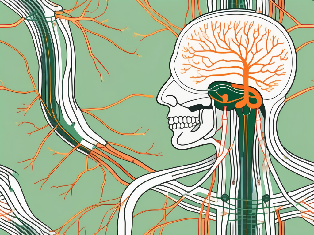 The human nervous system highlighting the vagus nerve