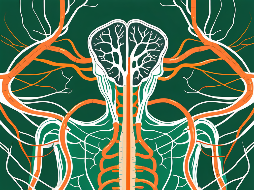 The vagus nerve in relation to the bronchial tubes in a human body