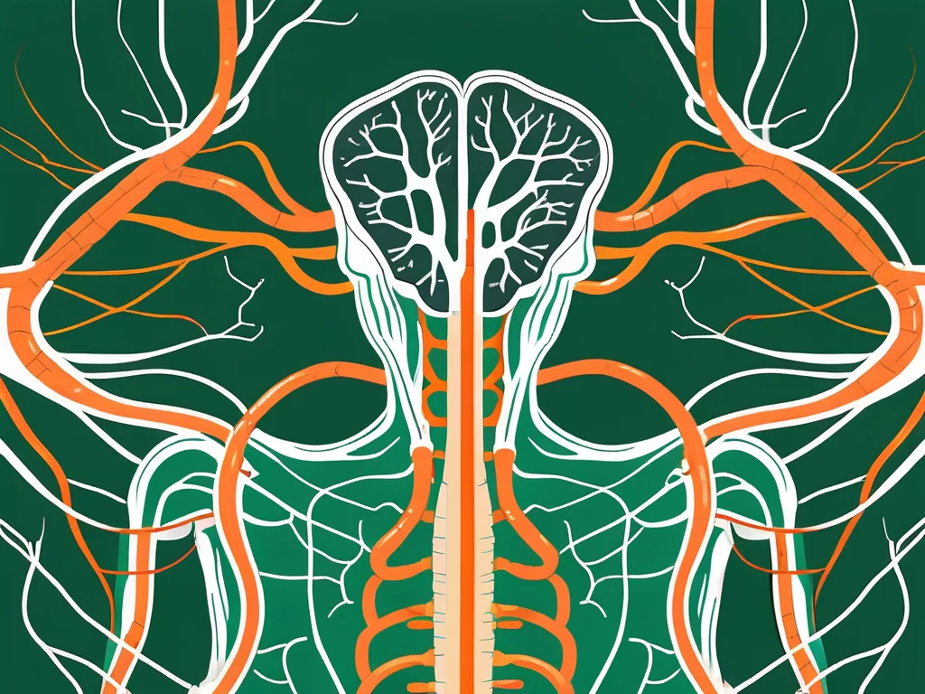 The vagus nerve in relation to the bronchial tubes in a human body