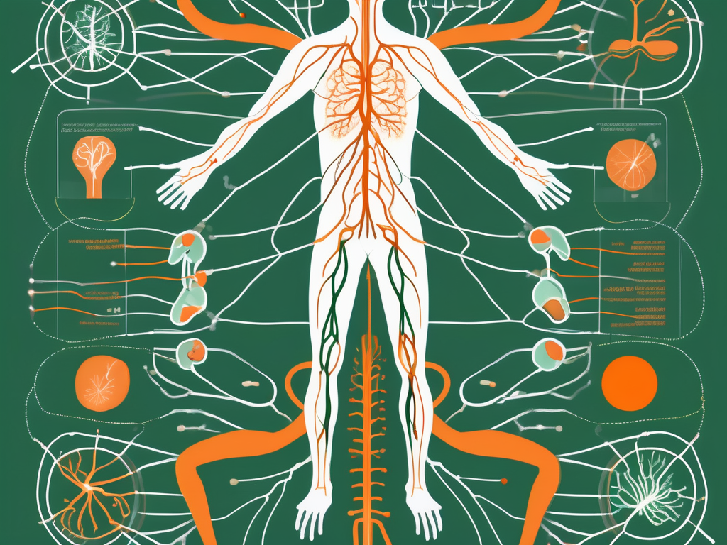The human nervous system with a highlighted vagus nerve